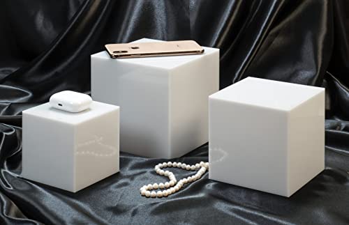 Red Co. Set of 3 Glossy White Acrylic Cube Display Nesting Riser Stands with Hollow Bottoms - 2-Pack - color: White, size: 4",5",6" - 2 pack
