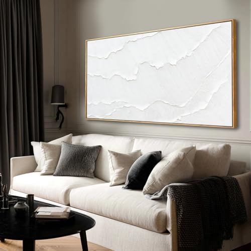 Abstract Artwork White Framed maximalist Hand-drawn Wall Art Wave poster Neutral Print Poster For Bedroom Living Room Office Decor 24x48 Inch - color: White, size: 48"L x 24"W