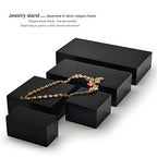 Oirlv Solid Wood Minimalism Style Jewelry Display Stand Showcase Jewelry Organizer Black Square Holder (SM05301) - color: SM05301
