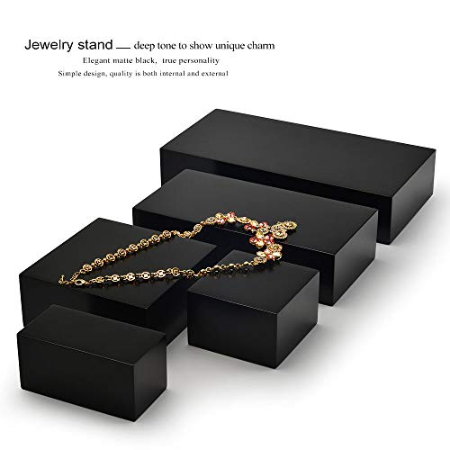 Oirlv Solid Wood Minimalism Style Jewelry Display Stand Showcase Jewelry Organizer Black Square Holder (SM05302) - color: SM05302