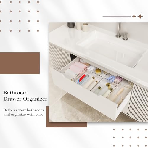 Criusia 11 PCS Clear Plastic Drawer Organizer Set - 5 Large Size Versatile Kitchen and Bathroom Organizer Trays, Non-Slip Storage Bins for Makeup, Utensils, Tool and Office Desk - size: 11PACK