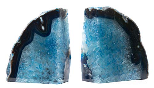 Agate Bookend with Rubber Bumpers Plus (3.5-6 lb, Blue) - color: Blue, size: 3.5 - 6 lb