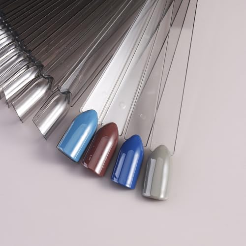 150 Pcs Nail Swatch Sticks with Metal Ring, Transparent Black Square Nail Tips for Nail Art Polish Practice Display, Acrylic False Nail Sample Sticks Nail tech Supplies for Home or Salon Use - color: Transparent Black Square