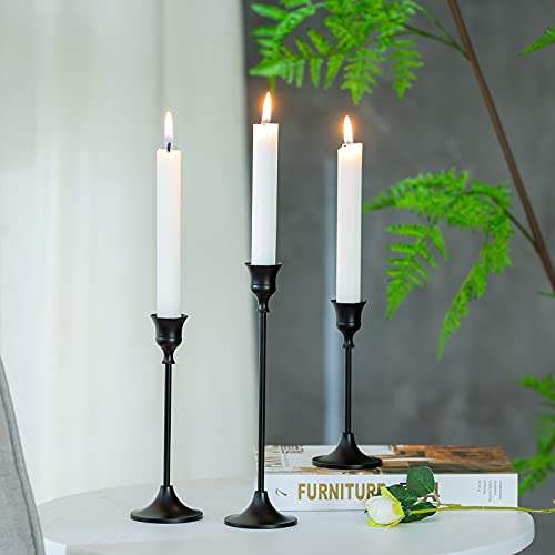 Romadedi Candlestick Holder Matte Black Candle Holder Set of 3 Decorative Candle Holder for Taper Candle for Fireplace Mantel Dinning Table Home Decorations Black 1 Set - size: 1 Set