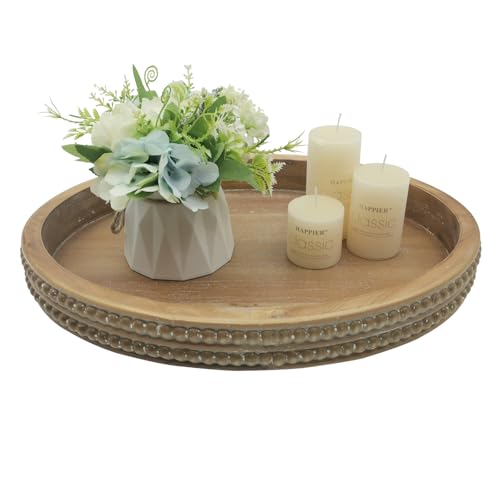Carah & Cossh Oval Wooden Tray, Modern Decorative Tray 16''x12'', Oval Farmhouse Rustic Serving Tray, Table Centre Tray, Perfect for Storage and Display (Brown) - color: Brown
