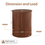AVZEAR Small Round Side Table Fluted Night Stand Set of 2, 17.7" Mid Century Modern End Table, Circle Bedside Tables Wood Nightstands for Small Spaces, Living Room, Bedroom (Rustic Walnut) - color: Walnut, size: 17.7"D x 17.7"W x 21.6"H