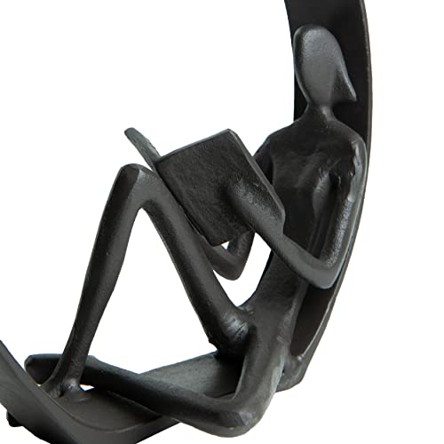 Danya B. Contemporary Encircled Male & Female Reader Cast Iron Sculpture Bookend Statues (Set of Male and Female)