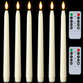 Homemory 11 inches Waxy Flameless Taper Candles with Remote Timer Dimmer, 6 Pcs Battery Operated Taper Candles with Flickering Flame, Ivory LED Candlesticks for Wedding, Christmas Indoor Decoration - style: Traditional - Ivory 11"