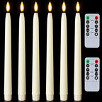 Homemory 11 inches Waxy Flameless Taper Candles with Remote Timer Dimmer, 6 Pcs Battery Operated Taper Candles with Flickering Flame, Ivory LED Candlesticks for Wedding, Christmas Indoor Decoration - style: Traditional - Ivory 11"