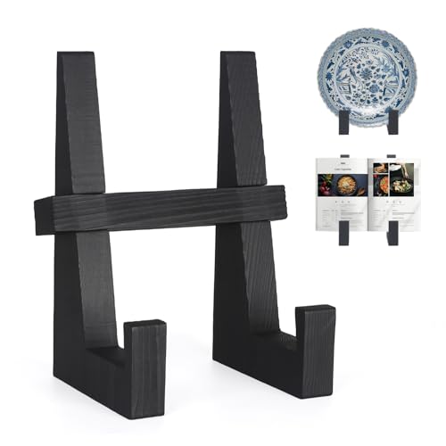 DEBETOOL Wooden Plate Stand for Display - 8.8 Inch Wooden Picture Frame Holder Decorative Tabletop Easel for Plates, Photos, Recipes | Solid Wood Durable & Space-Saving Design