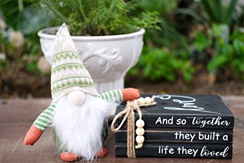 LIVDUCOT Book Stack Decor Black | Farmhouse Stacked Books | Coffee Table Books Decor | Wooden Bookstack Mantle Decoration | And So Together They Built A Life They Loved 7.5x5x3' - color: Love