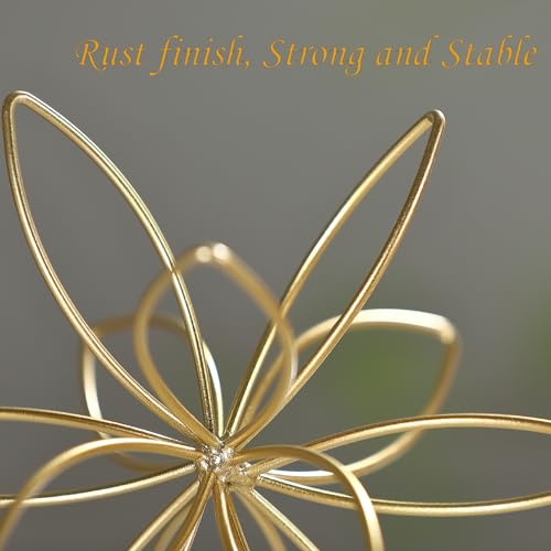 8" Gold Decorative Sphere, Metal Floral Tabletop Sculpture, Abstract Tabletop Decorative Ball for Home Metal Sphere Decor - color: Golden-8in
