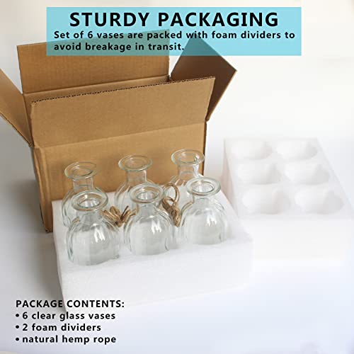 Bud Vases Set of 6 Small Glass Vase for Flowers, Clear Vase Set for Wedding Decor, Home Decorative Vases for Table Shelf, Mini Bud Vases in Bulk 2.85"X 5.4" - size: 6 Pcs