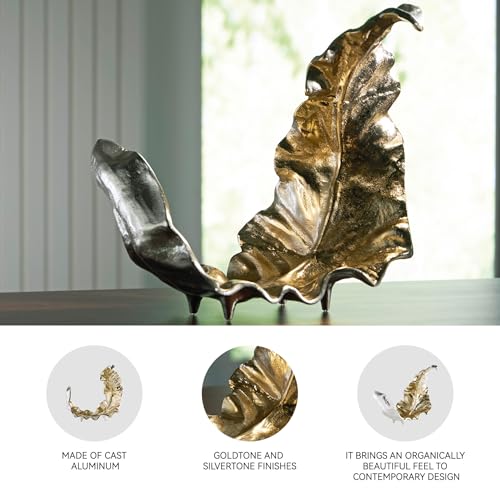 Signature Design by Ashley Darinsen Modern Metal Leaf Sculpture, Gold & Silver