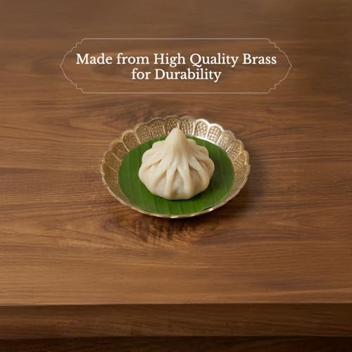 Shubhkart Solid Brass Decorative Nakshi Plate Set for Puja, Decoration & Diwali Gifting (Small 7 cm, Pack of 3, Solid Brass) - size: Small (Pack of 3)