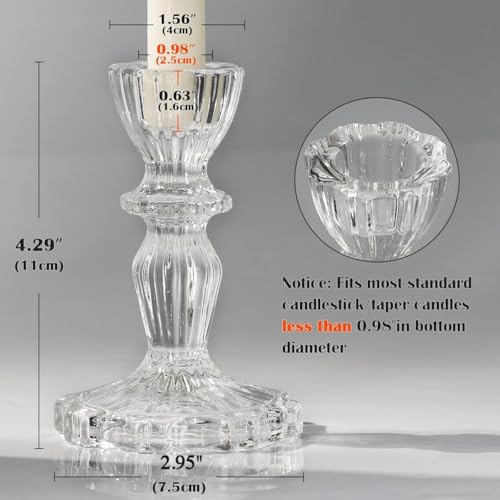 Glass Candlestick Holders Set 6PCS, Clear Taper Candle Holders Bulk, Crystal Tall Candle Holder for Table Centerpieces, Fall, Christmas, Autumn, Thanksgiving Decor - color: Clear, size: Flower