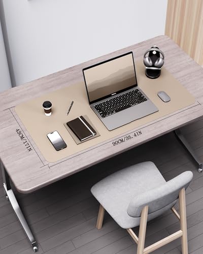 YSAGi Double-Sided Desk Pad, 31.5"x15.7" Leather Desk Mat, Eco Cork Desk Pad Protector,Large Mouse Pad,Waterproof Desk Blotter for Office/Home (Beige/Cork) - color: Beige/Cork, size: 31.5"x15.7"