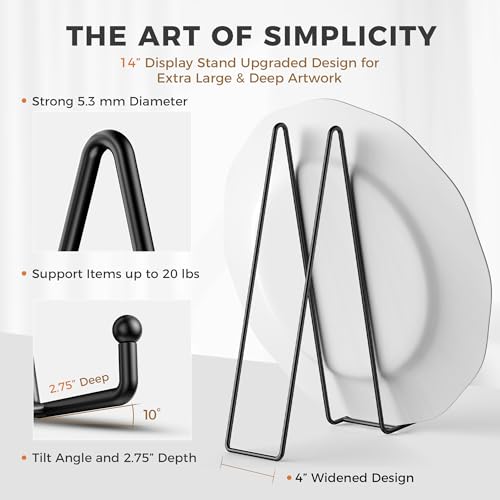 TR-LIFE 14 Inch Black Metal Plate Stand (3 Pack) - Heavy Duty Display Easel Holder for Large Picture Frames, Plates and Signs - size: 14 Inch