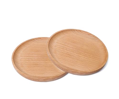 Small Mini 5.9" Round Wooden Tray 2 Pack - Serving Tray for Kitchen, Coffee Table, Charcuterie Board, Home & Farmhouse Decor, Coasters, Countertop Organizer, Rustic Plates for Food & Drinks - color: 5.9"-round-2 Tray