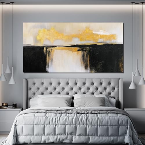 Canvas Wall Art Decor Black and White Wall Art Pictures For Living Room Black and Gold Wall Art Decor Abstract Art Work Modern Abstract Wall Art Prints for Bedroom Office Kitchen Wall Decor 24" x 48" - color: XY-K, size: 48"L x 24"W