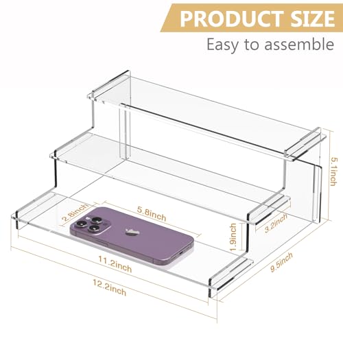 Acrylic Risers Display Stand, 3 Tier Cupcake Holder, Clear Perfume Organizer Stand, Display Shelf for Figures and Collection, Dessert Shelves for Party, Display Risers for Decoration and Organizer