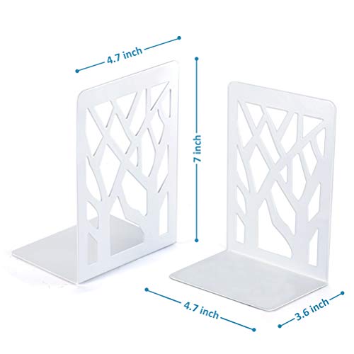 Book Ends, Bookends, Bookends for Shelves, Bookend, Book Ends for Heavy Books, White Metal Book Shelf Holder Home Decorative, Book Stoppers for Shelves, Bookend Supports 2 Pair - size: White-2 Pair