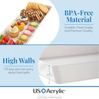 US Acrylic White Plastic Serving Trays (Set of 4) 15” x 5” | Narrow Unbreakable Reusable Rectangular Party Platters | Serve Appetizers, Fruit, Veggies, & Desserts | BPA-Free & Made in USA - color: White, size: 15" x 5"