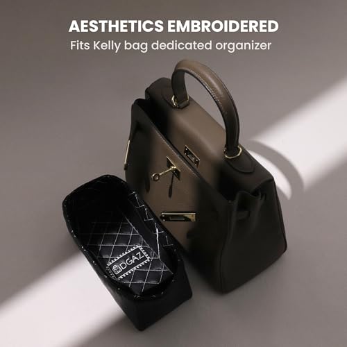 DGAZ Leather Purse Organizer For Kelly Bags,Waterproof and Lightweight,Luxury Handbag Tote in Bag Shapers, Women(KL25 Retourne,Black)