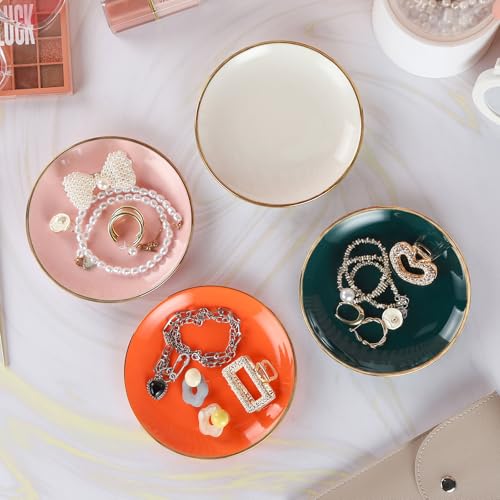 VanEnjoy 5.3 Inch Jewelry Dish Tray Small Jewelry Tray for Women Green Ceramic Trinket Dish Catch All Tray for Ring Earring Necklace Bracelet Key - color: Green
