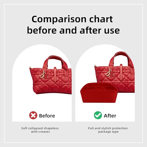 DGAZ Silk Purse Organizer Insert Fits Dior Toujours Bags，Silky Smooth Bag Organizer，Luxury Handbag & Tote Shaper(Rouge Cassque,Toujours S) - color: Rouge Cassque, size: Small