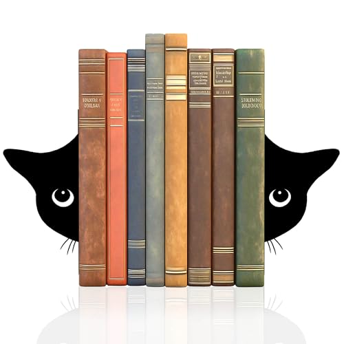 Bookends Metal Cat Book Ends, 1 Pairs Cute Bookends for Shelves Decorative for Home Office Desk Bookshelf Decor (Black, Half-face) - color: Cat-half-face