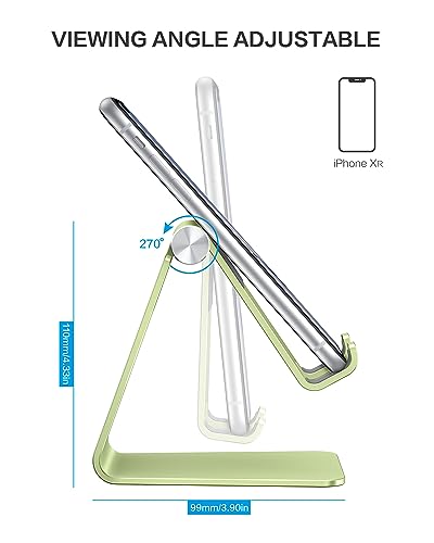 OMOTON Adjustable Cell Phone Stand, C2 Aluminum Desktop Phone Dock Holder Compatible with iPhone 15 14 13, SE, XR, 8 Plus 7 6, Samsung Galaxy, Google Pixel and More - color: Green