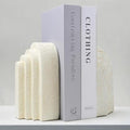 Book Ends for Shelves, Decorative Bookends Modern Resin Non-Slip Bookends Stopper Holder Stand for Office, Library, Home Decor Set of 2 (Beige)