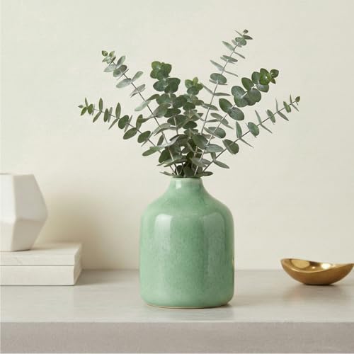 Sunddo 4 Inch Small Green Vase - Modern Ceramic Bud Vases for Living Room, Cute Bottle Decorative Flower Vase for Pampas Grass, Office Desk, Shelf, Centerpiece, Bathroom Decor - color: Green, size: 4 inch