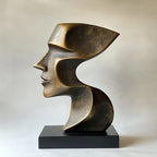 Decorative Modern Abstract Profile Sculpture, Contemporary Home Decor Resin Statue on Black Base
