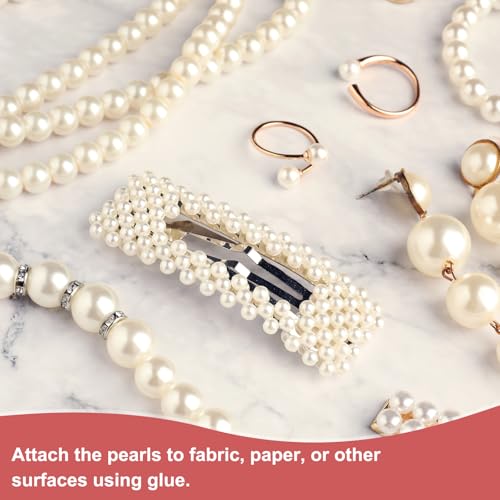 PATIKIL 1000 Pcs No Hole Pearls, 3mm 4mm 5mm 6mm 8mm Mini Round Faux Pearl for Art Crafts Jewelry Making Nail Vase Filler Birthday Wedding Party, Cream - color: Cream