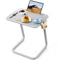 SAIJI TV Tray Table - Heavy Duty Extra Large TV Tray, Upgraded TV Dinner Trays for Eating Snack Food, Tilt & Height Adjustable TV Tray Laptop Desk for Sofa & Bedside Small Table - color: Grey