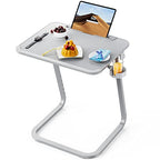 SAIJI TV Tray Table - Heavy Duty Extra Large TV Tray, Upgraded TV Dinner Trays for Eating Snack Food, Tilt & Height Adjustable TV Tray Laptop Desk for Sofa & Bedside Small Table - color: Grey