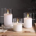 Eywamage Clear Glass Flameless Candles with Remote Timer, Flickering Battery LED Pillar Candles Set of 3 - color: Clear