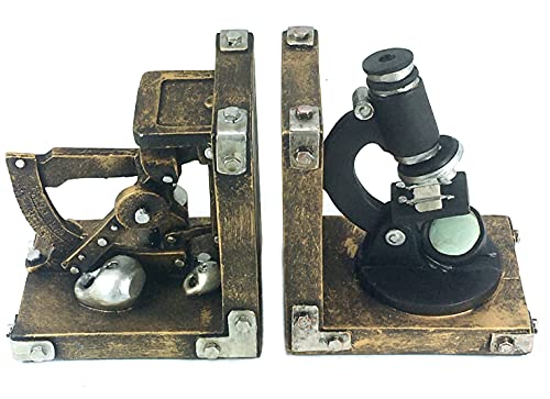 Bellaa 22731 Decorative Bookend Scientist Book Ends Support Bookshelves Science Gift Heavy Duty Non Skid Gold Home Decor 6 Inches