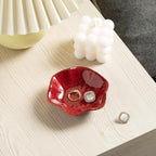 Ceramic Ring Dish, Jewelry Dish Holder, Small Trinket Tray Plate for Earrings Rings Necklaces Keys, Gift for Mom Friend Sister on Birthday Mother's Day Christmas (Red Surface) - color: Red Surface