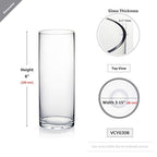 WGVI Quality Thick Clear Cylinder Glass Vases, 3" W x 8" H, Bud Vase Skinny Narrow Floral Bouquet Flower Container for Wedding Centerpieces Tabletop Home Accent Décor Brush Pen Holder, 1 Piece - size: 3"x8"H