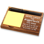 FOUGSTA New Job Office Gifts for Women, New Beginnings Gifts for Women, New Chapter Gifts for Women,Wooden Notepad Pen Holder With Inspirational Quotes,16.5 x 12 x 1.5 cm,XXN9 - style: never forget the difference you make