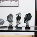 XINXUAN 3PCS Thinker Statue Set : Silence is Gold Abstract Art Statue- Modern Home Resin Sculpture, Piano, Desktop, Office, Study Decoration (Smoke Grey) - color: Smoke Grey