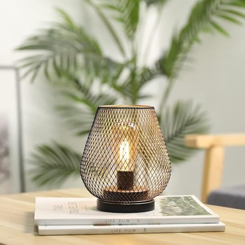 JHY DESIGN Metal Cage LED Lantern Battery Powered Cordless Accent Light with LED Great for Weddings Parties Patio Events for Indoors Outdoors - style: Single bronze egg