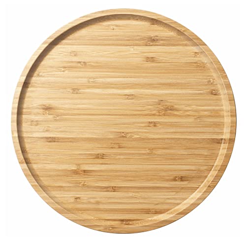 Bamboo Serving Platter, Round Wood Tray, Wooden Serving Tray, Fruit, Bread, Salad Plate, Round Wood Charcuterie Board (13.8 inch) - color: Round, size: 13.8"