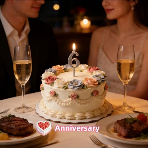 Reusable Number Birthday Candle Holder Set, 2 Sets Digital Birthday Cake Candle Holders Set, Silver Metal Number Candle Holder, Adjustable Candles Stand Decorations for Parties Wedding Anniversary
