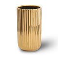 LIONWEI LIONWELI 8.6 inch Gold Ceramic Round Geometric Flower Vase - Ideal Gifts for Friends and Family, Wedding, Bridal Shower, Christmas - color: Gold, size: 8.6 inch