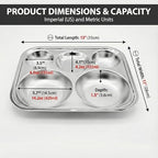 Korean Stainless Steel Divided Plates for Adults, Teens, Premium 304, Electro-Polished, No Black Residue, BPA-Free, Large 5-Compartment Food Tray, Diet Portion Control, Camping, Set of 2 - size: 5 Compartments (13x11Inch)