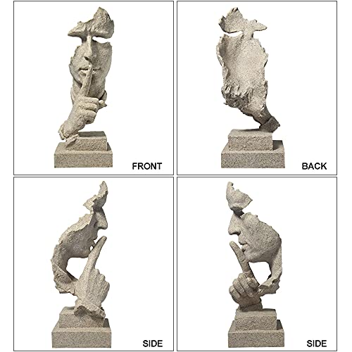 fazhongfa Thinker Statue - Silence is Gold Modern Decor Creative Abstract Art Figurine Resin Sculptures Decoration Room Home Study Office for Men Desktop Ornament (Sandstone) - color: Sandstone